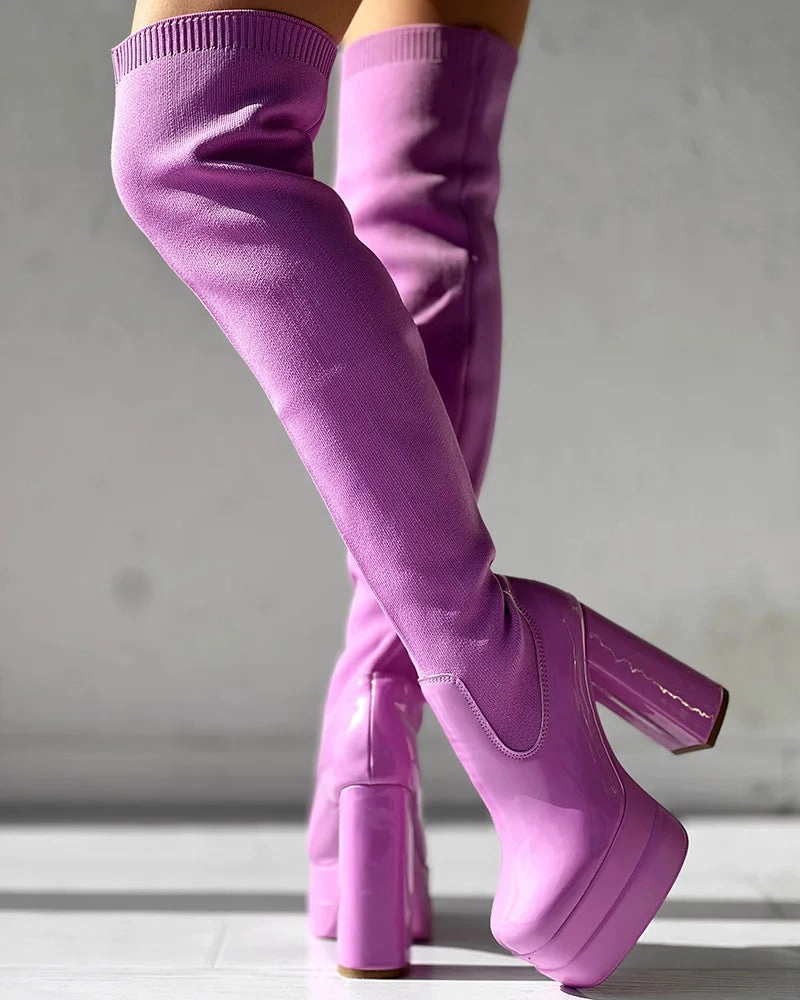 Adidas Sl Shoes Allie Over The Knee Platform High Heel Boots