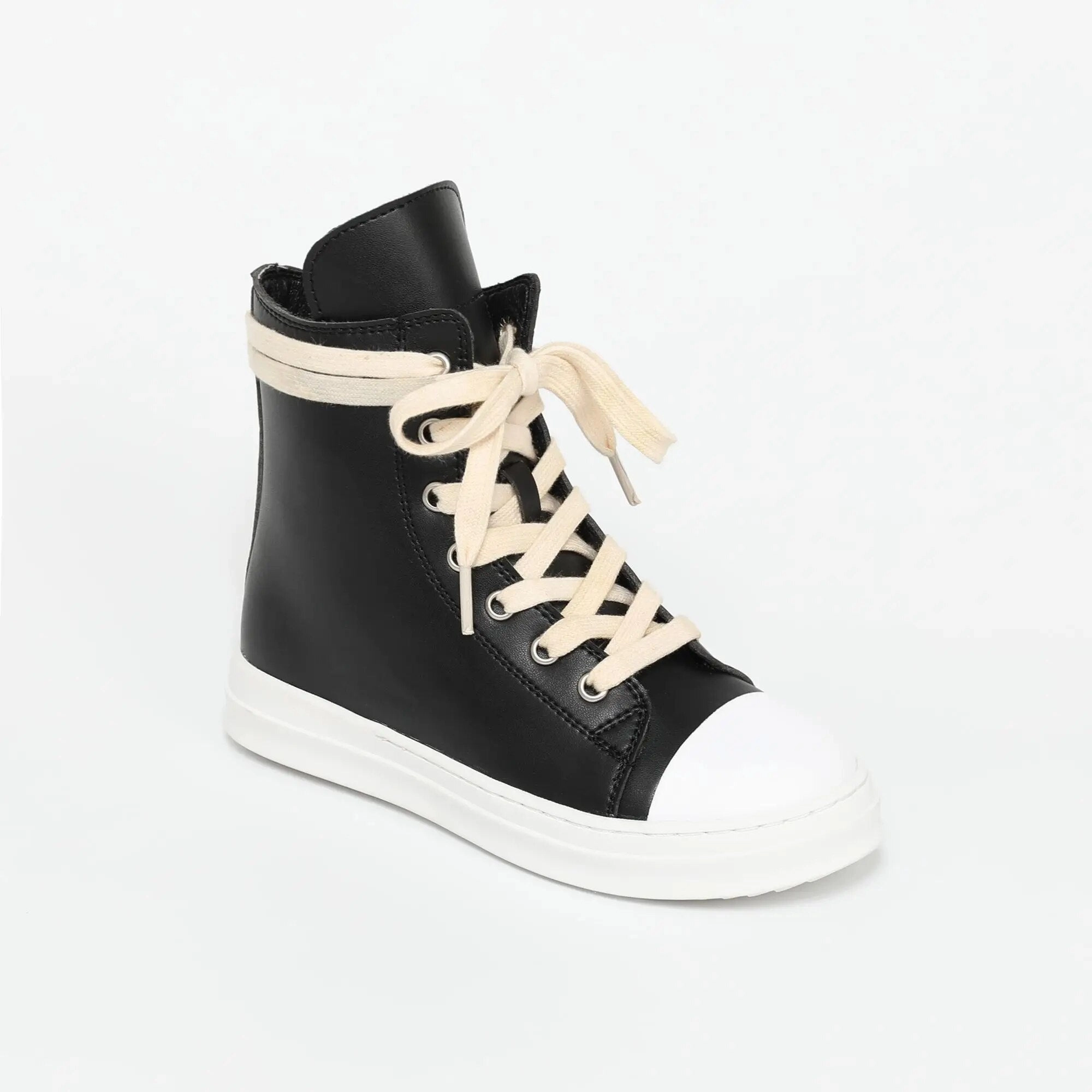 White's Boots MOF Kids Leather Ankle High-Top sneakers - Zipper and Laces Casual Sneakers