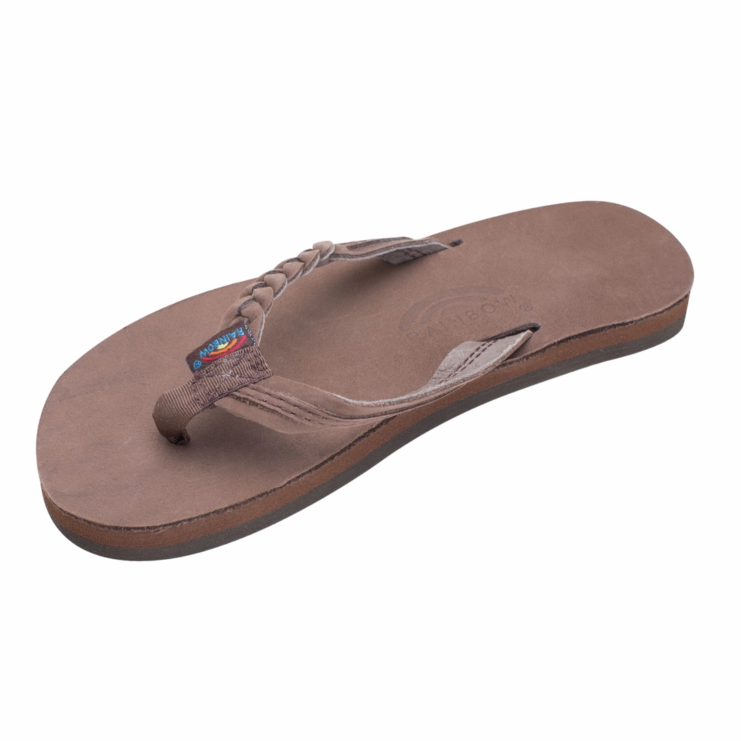 RAINBOW 101LTSFBK/EXPR FLIRTY BRAIDY PREMIER YTH'S (Medium) Expresso Leather Narrow Strap Sandals Walking Comfort