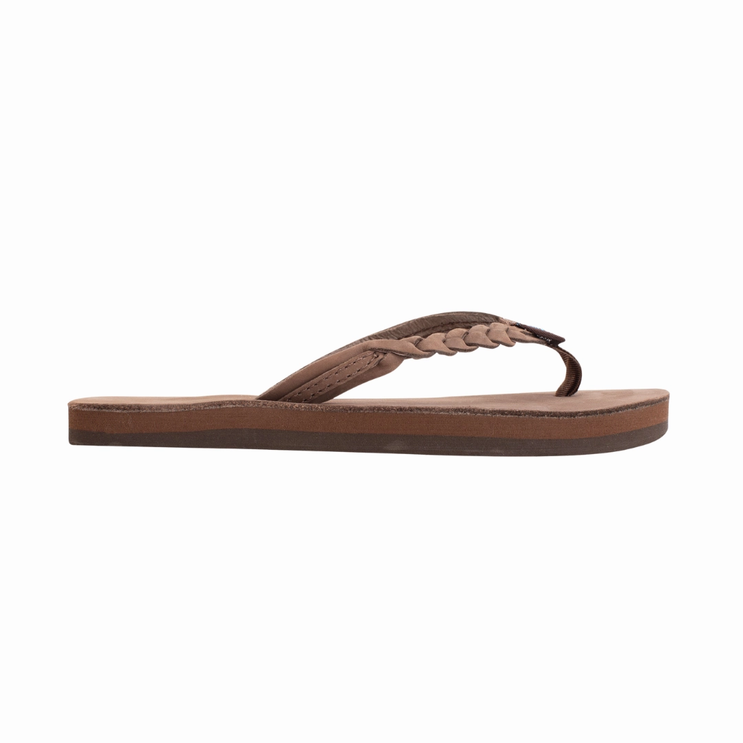 RAINBOW 101LTSFBK/EXPR FLIRTY BRAIDY PREMIER YTH'S (Medium) Expresso Leather Narrow Strap Sandals Outdoor Comfort Plan Step