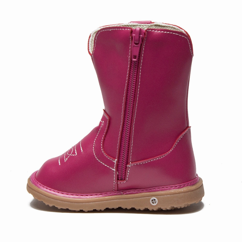 Mooshu Toddler Girl's Tall Stitched Squeaky Cowgirl Boots Adidas Steel Cap Shoes