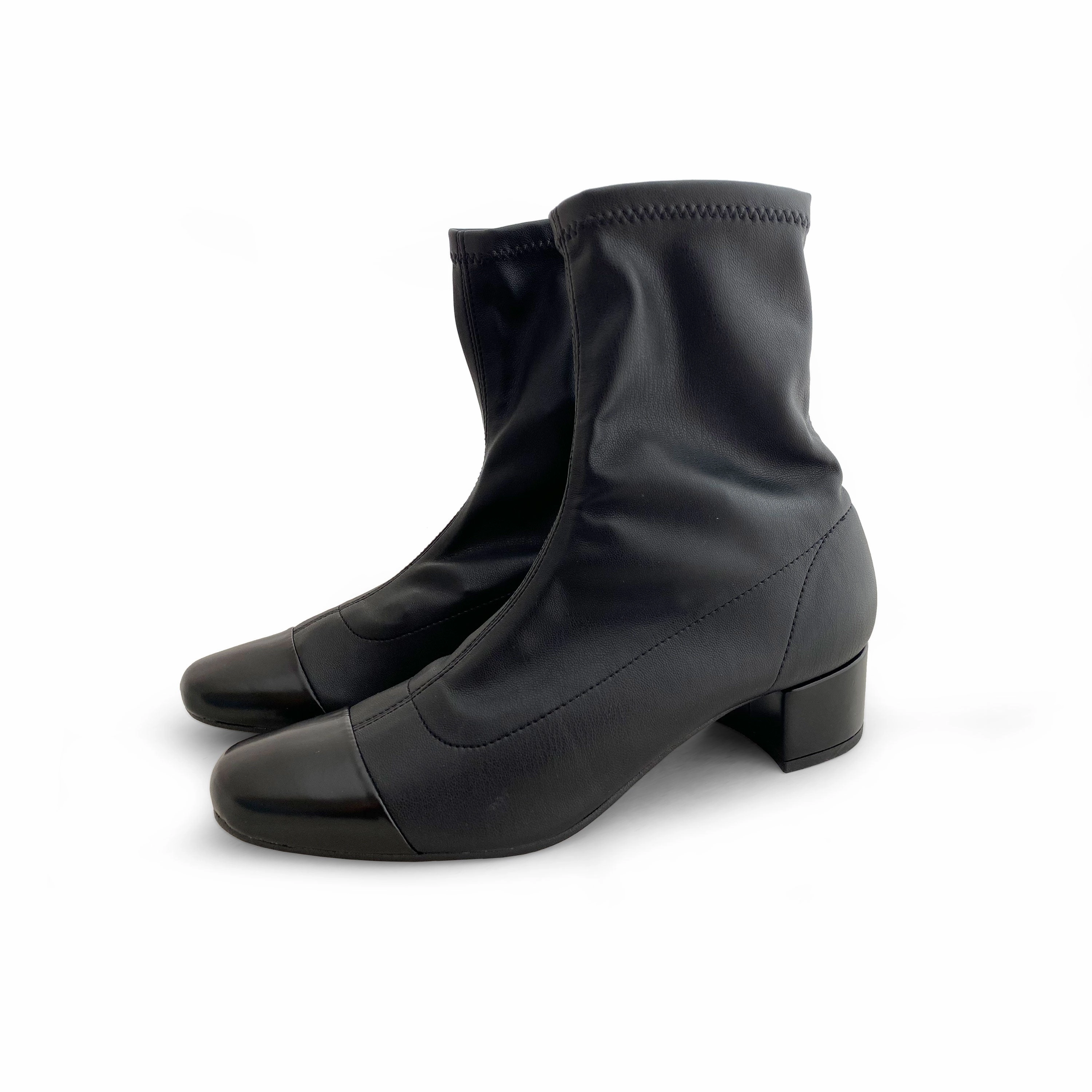 Lacoste Shoes Black stretch ankle socks boots with black leather toe