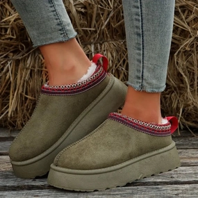 New Winter Retro Women Snow Warm Suede Leather Lazy Loafers Boots Shoes Woman Lady Female Flat Bottine Botas Boots  Shoes 2023 Bruno Magli Loafers