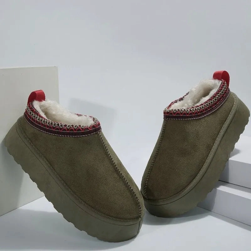 New Winter Retro Women Snow Warm Suede Leather Lazy Loafers Boots Shoes Woman Lady Female Flat Bottine Botas Boots  Shoes 2023 Coach Loafers