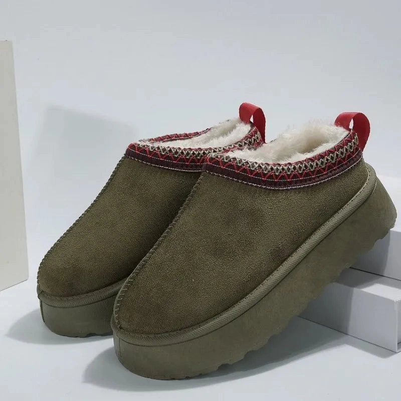 Python Skin Loafers New Winter Retro Women Snow Warm Suede Leather Lazy Loafers Boots Shoes Woman Lady Female Flat Bottine Botas Boots  Shoes 2023