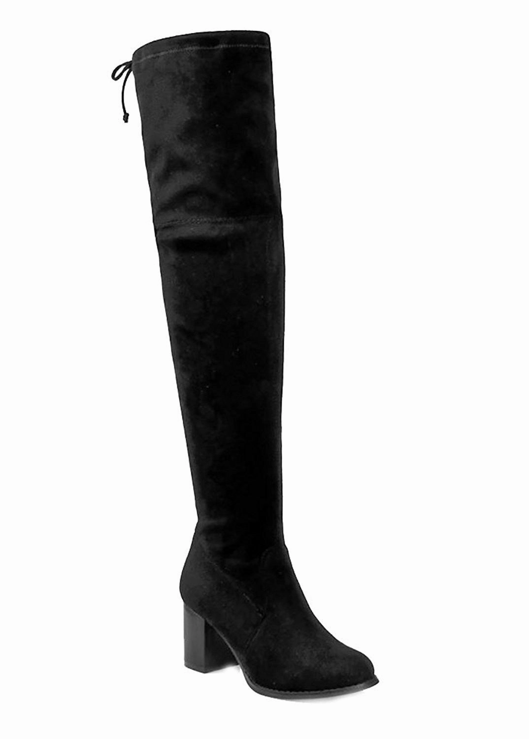 Over the Knee Block Heel Women's Stretchy Vegan Black Boots Hunter Original Tour Packable Rain Boot