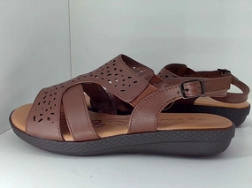 Easy Street Bolt Sandals Brown Size 6 Open Toe Flats Flat Shoes Summer