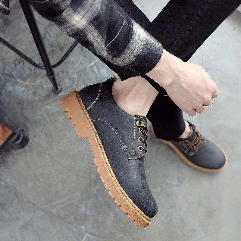 Heel Lock Lacing Boots Casual Boots Low-cut Tooling Trendy Shoes For Men