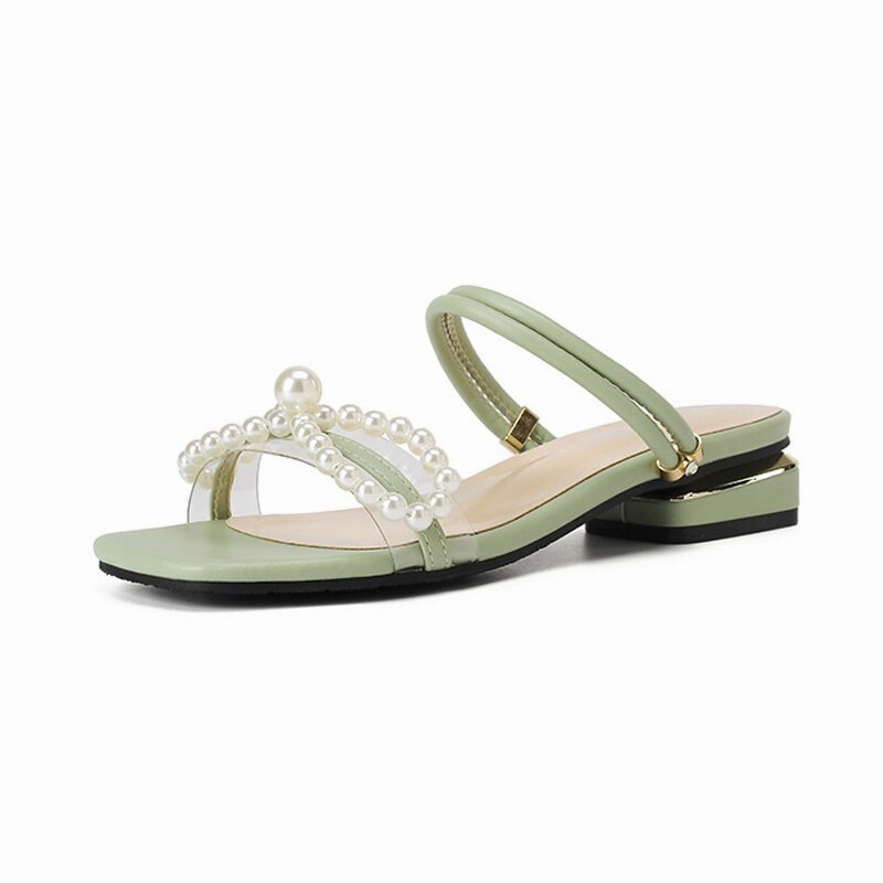 Chicmy Summer Shoes Women Sandals Pearl Flat Brand Ladies Summer Holiday Shoes Elegant Party Shoes Beige Green Plus Size 42 A4629 Flexi Flats Shoes