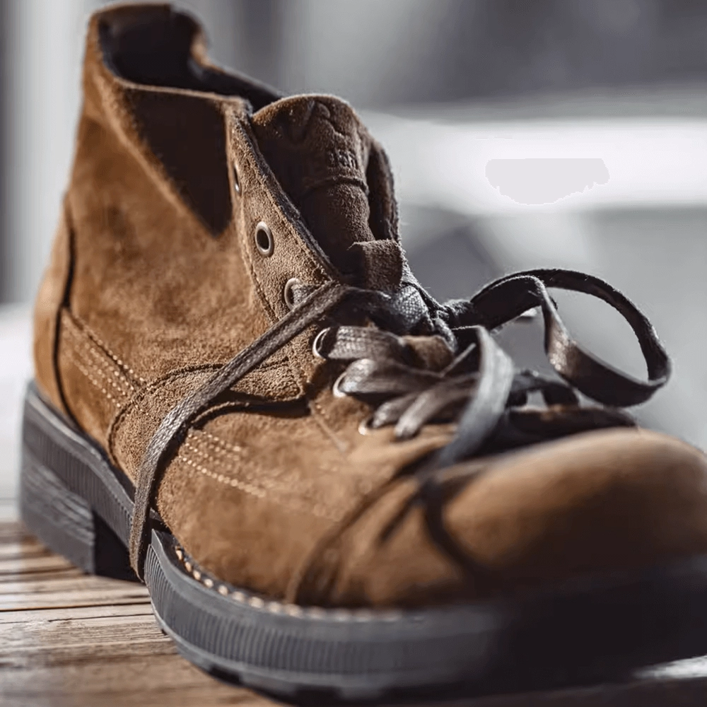 Suede Brown Vintage Boots | Classic Fashion Footwear-Time Traveler Work Boots For Truck Drivers