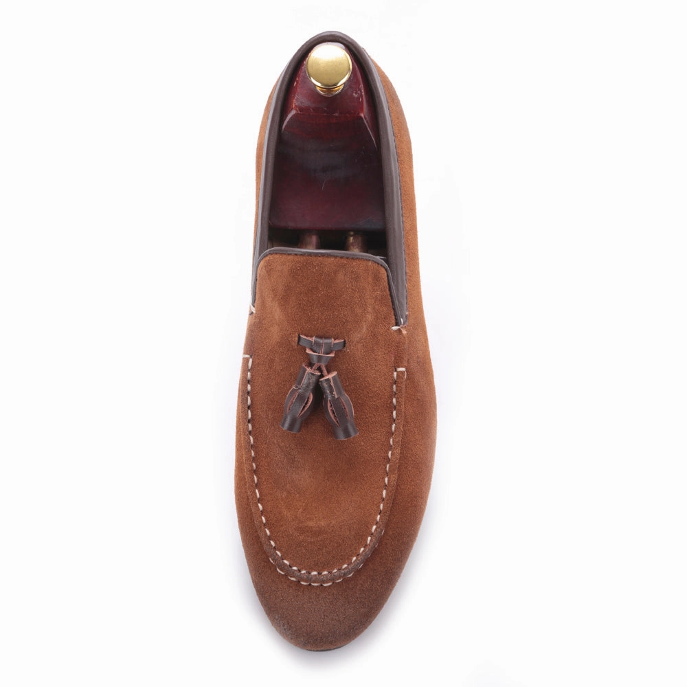 OneDrop Black And Brown Men Suede Shoes Leather Tassel Handmade Wedding Party Prom Loafers Loafers Penny