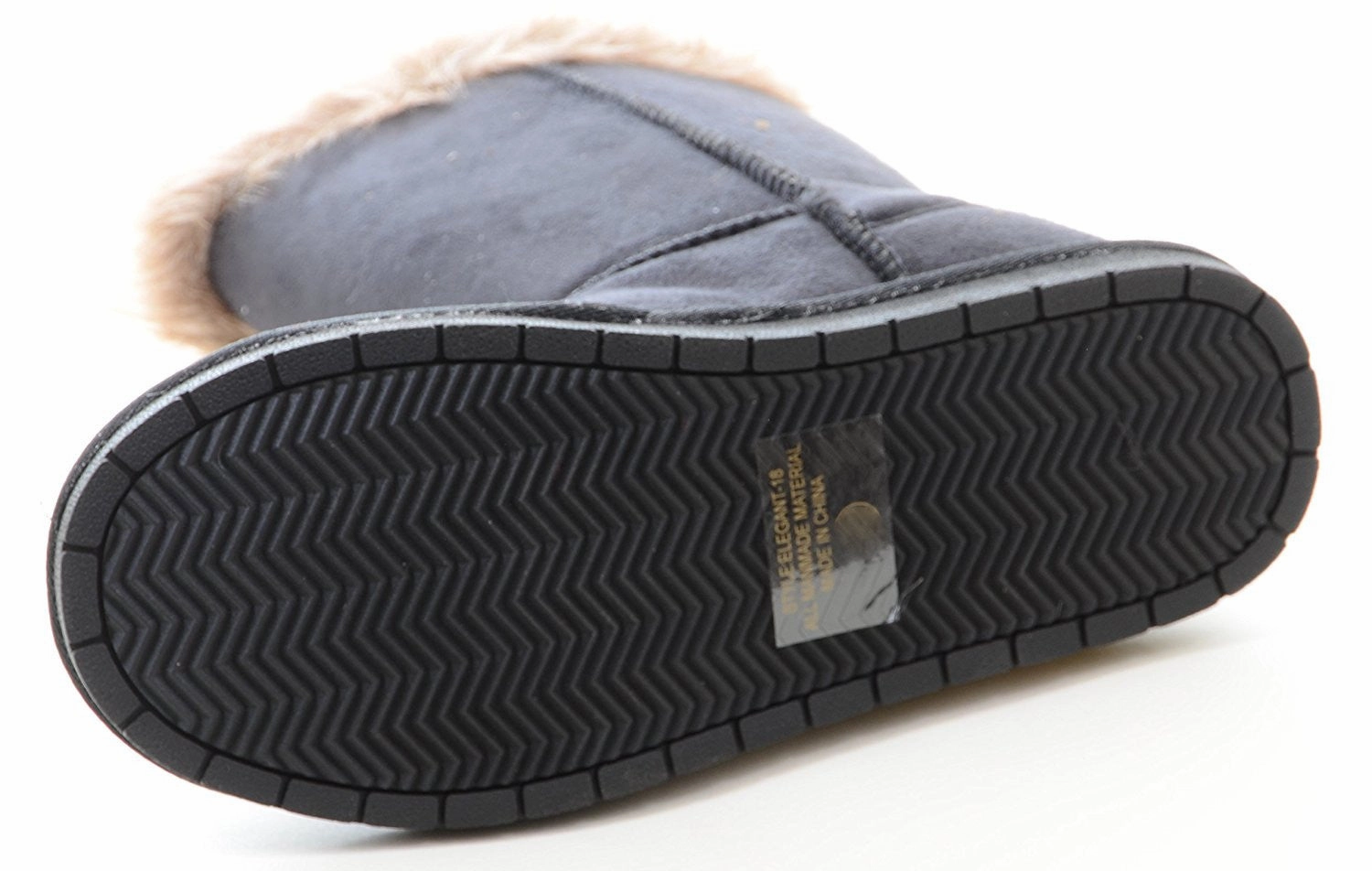 Elegant-1 Furry Button Flat Stitched Vegan Suede Women's Warm Bootie Cirrus Rain Boots