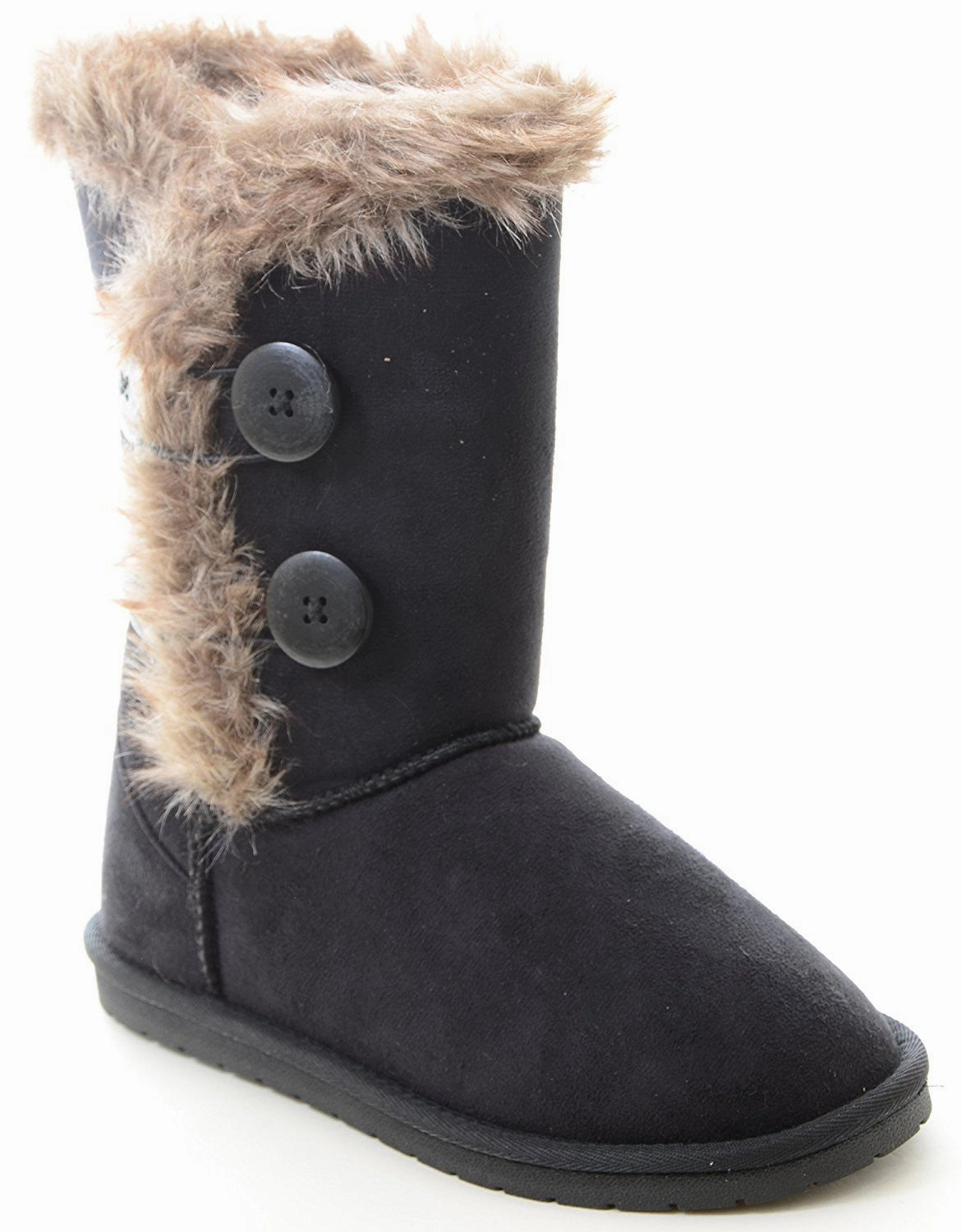 Elegant-1 Furry Button Flat Stitched Vegan Suede Women's Warm Bootie Trending Rain Boots 2024