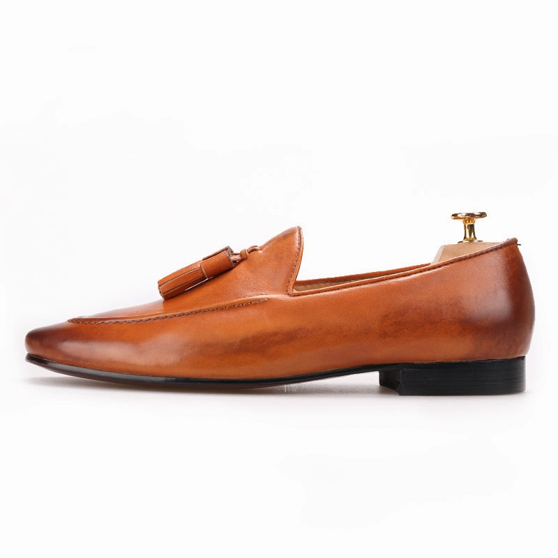 Loafers Deals OneDrop Men Leather Tassel Dress Shoes Handmade Wedding Party Prom Loafers