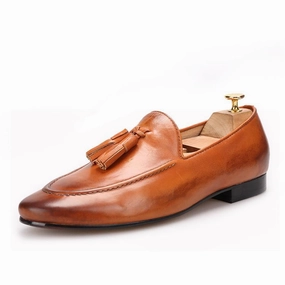OneDrop Men Leather Tassel Dress Shoes Handmade Wedding Party Prom Loafers Loafers Shorts