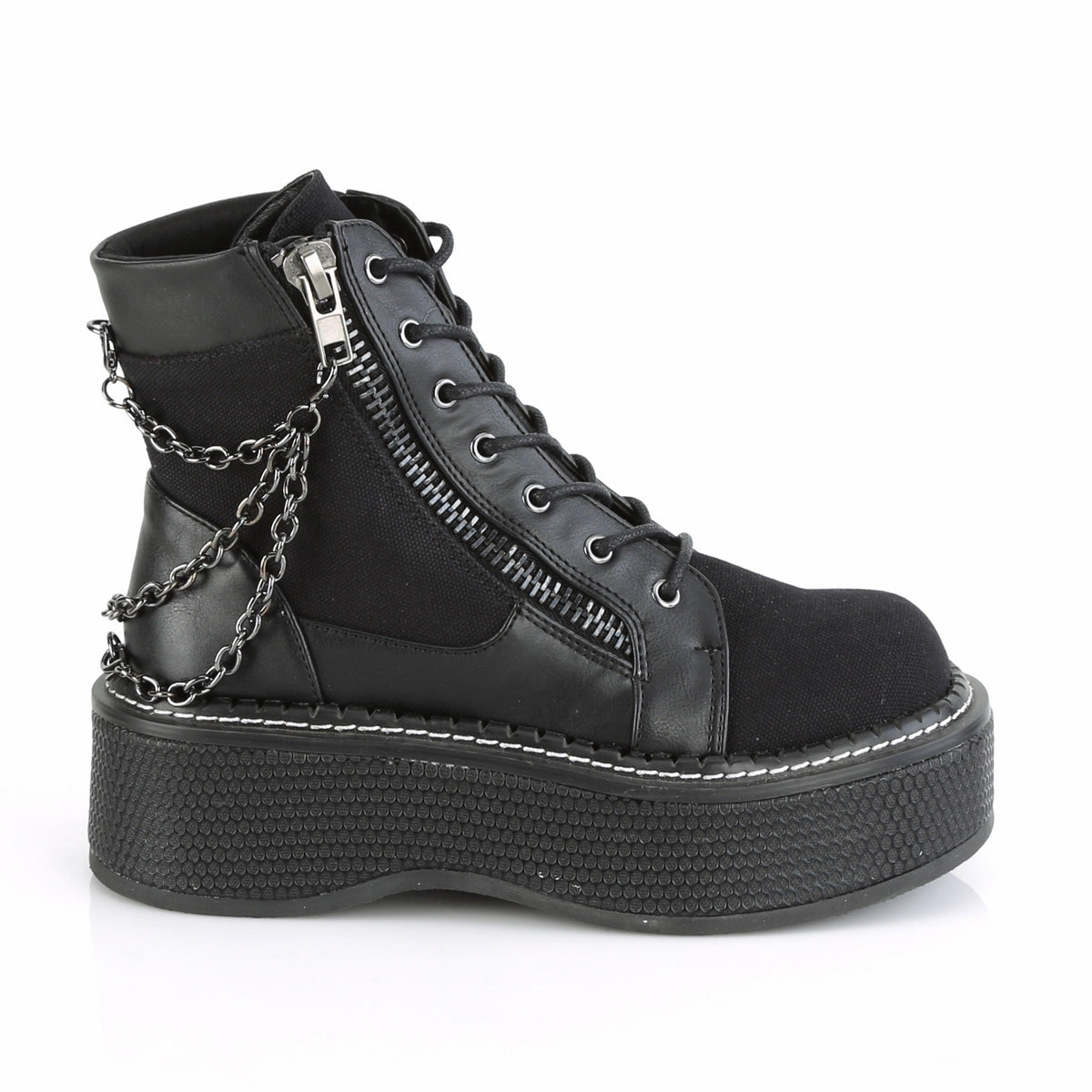 Shoe Size Adidas EMILY-114 DemoniaCult Black Canvas Sexy Women's Ankle Boots (Alternative Footwear)