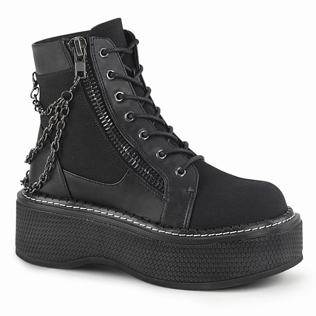 EMILY-114 DemoniaCult Black Canvas Sexy Women's Ankle Boots (Alternative Footwear) Adidas Training Shoes Sale