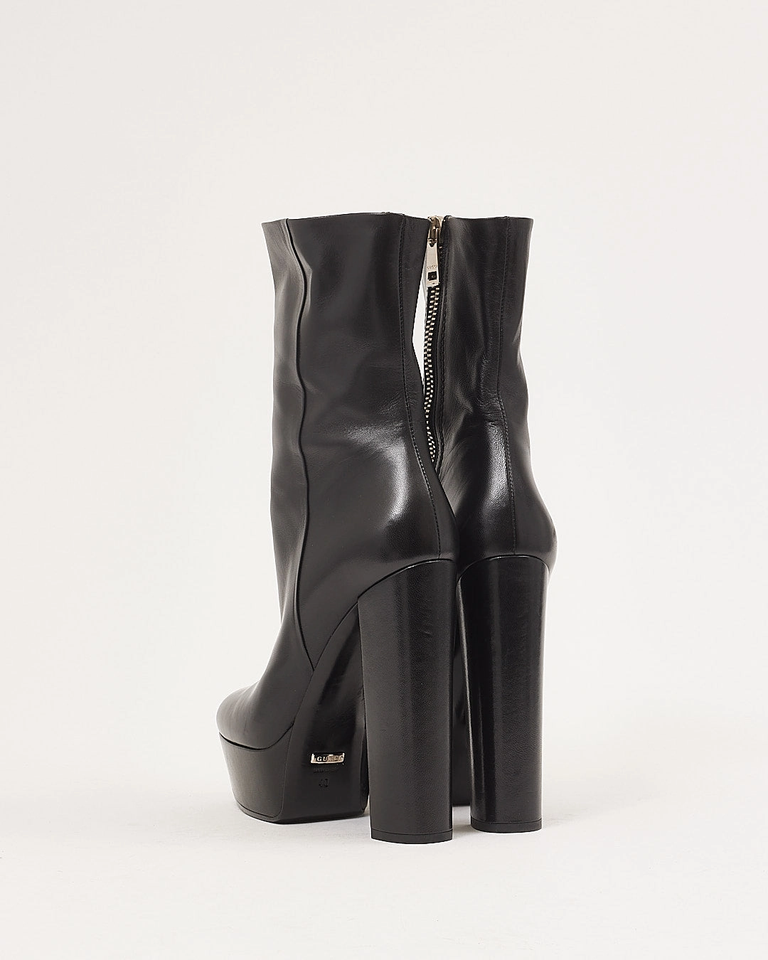 Adidas Wing Shoes Jeremy Scott Gucci Black Leather Platform Heel Booties - 40