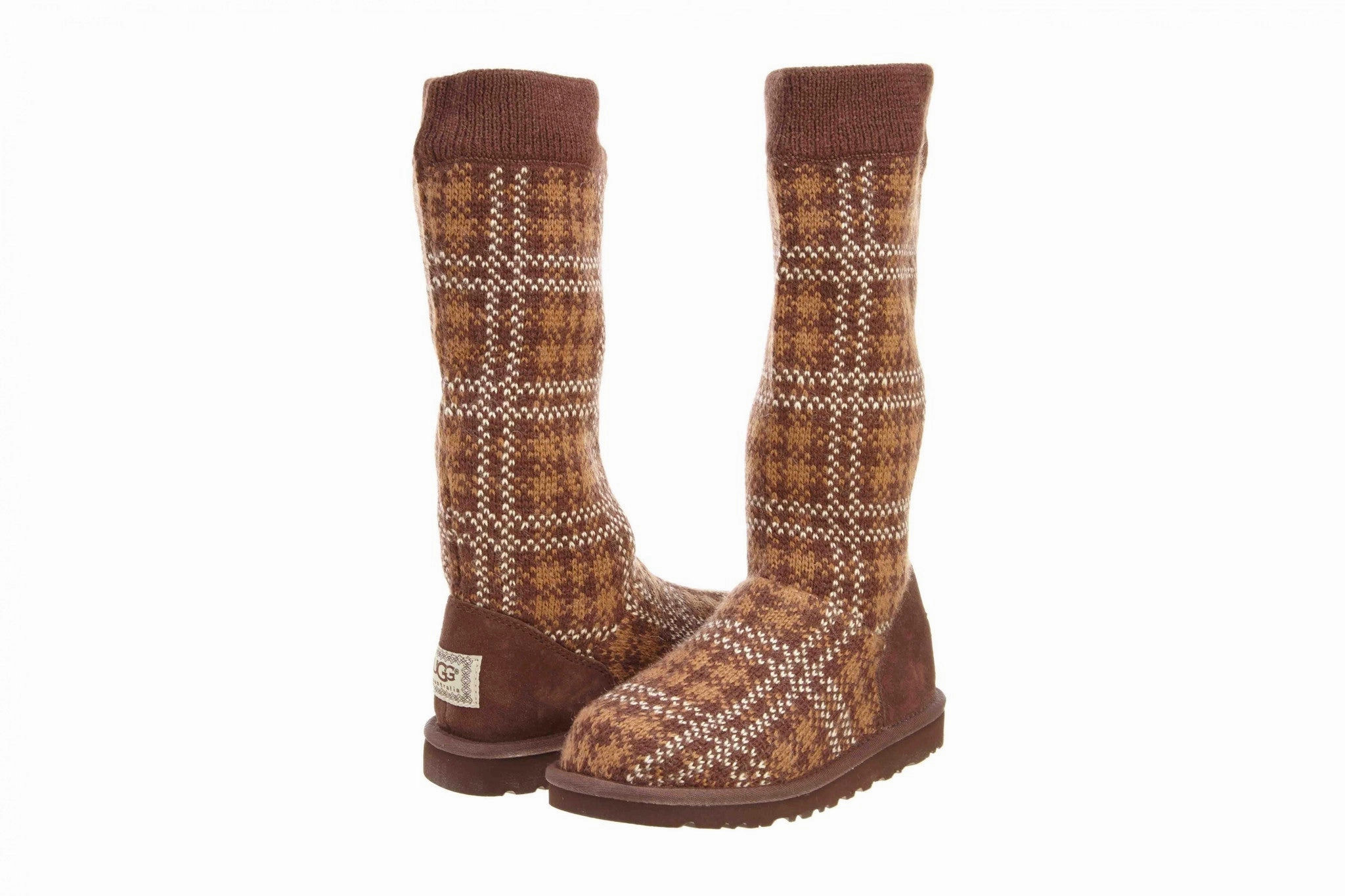 Fringe Moccasin Boots Ugg Plaid Knit Boots  Big Kids Style : 1963y