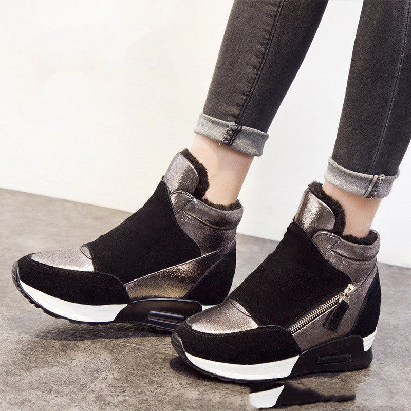 Hiking Boots For Rocky Terrain Thick-soled High-rise Casual Sports Shoes Girls' Cotton | Brodtica.com