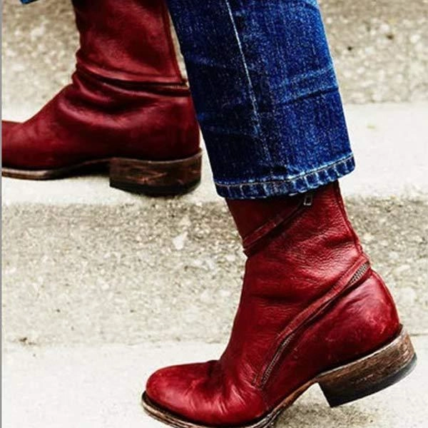 Adidas Shoe Styles Women's Square Heel Low Heel Mid-Calf Zipper Boots 70765421C