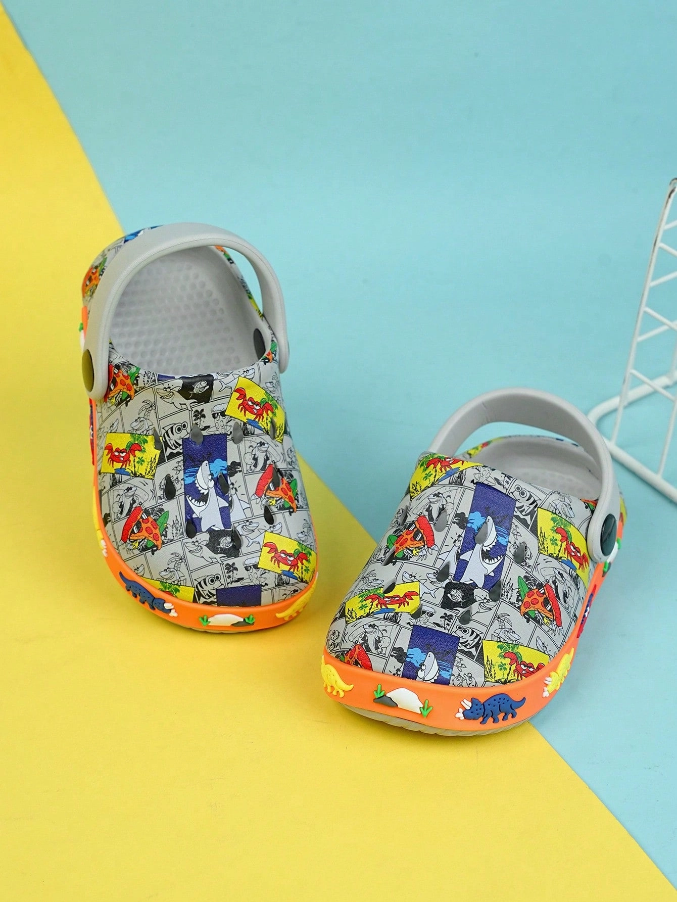 Asics Shoes For Fencing Boys Comic Pattern Hollow Out Vented Clogs For Summer