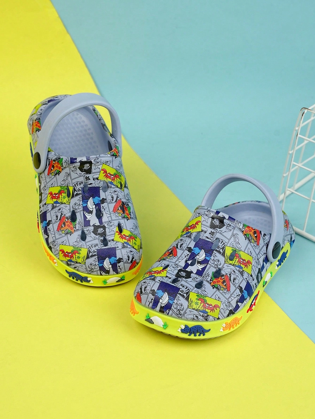 Asics Shoes For Training Boys Comic Pattern Hollow Out Vented Clogs For Summer