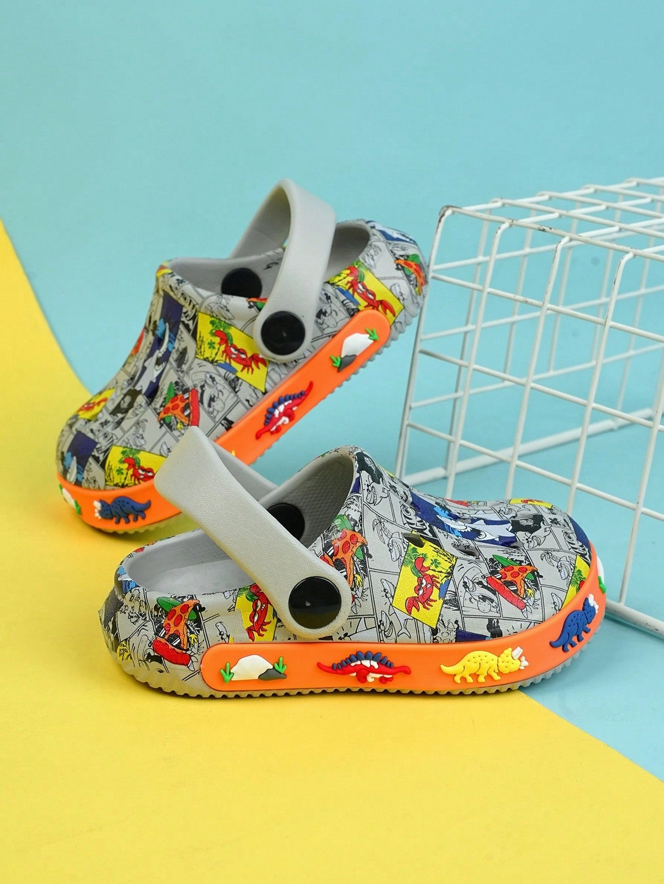 Asics Gel Noosa Running Shoe Boys Comic Pattern Hollow Out Vented Clogs For Summer