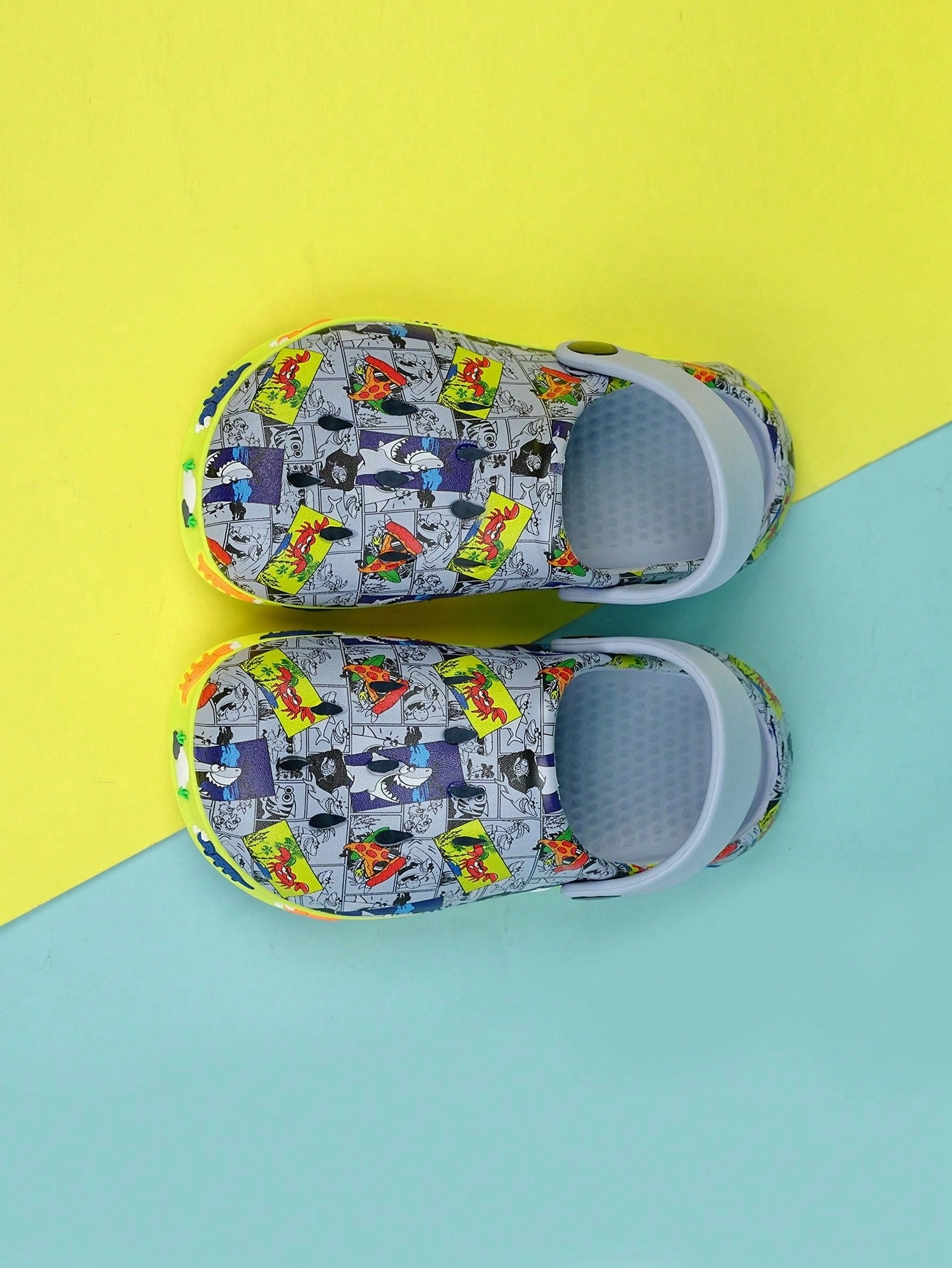 Asics Shoes 360 Gel Boys Comic Pattern Hollow Out Vented Clogs For Summer