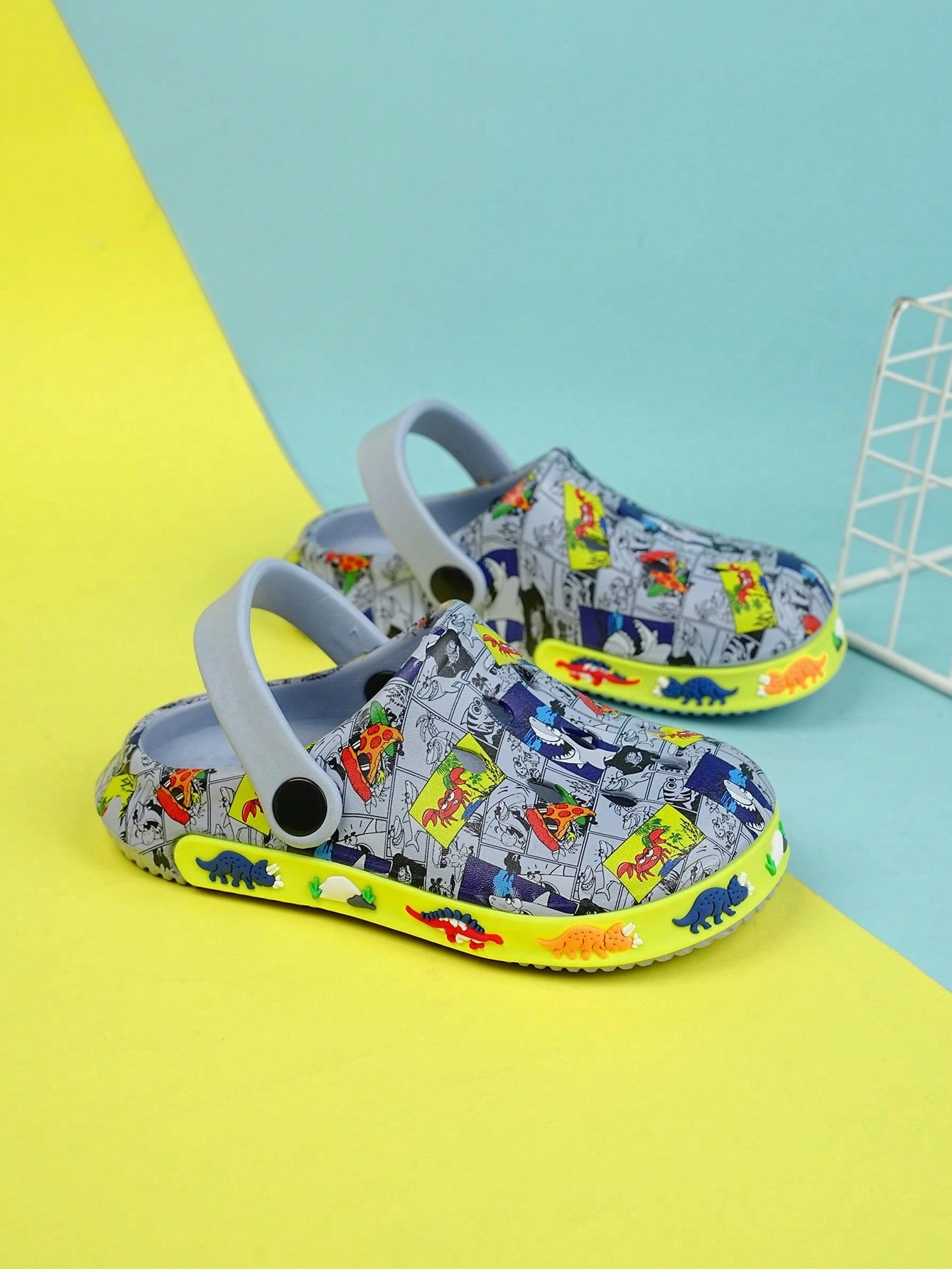 Boys Comic Pattern Hollow Out Vented Clogs For Summer Packer Shoes Asics