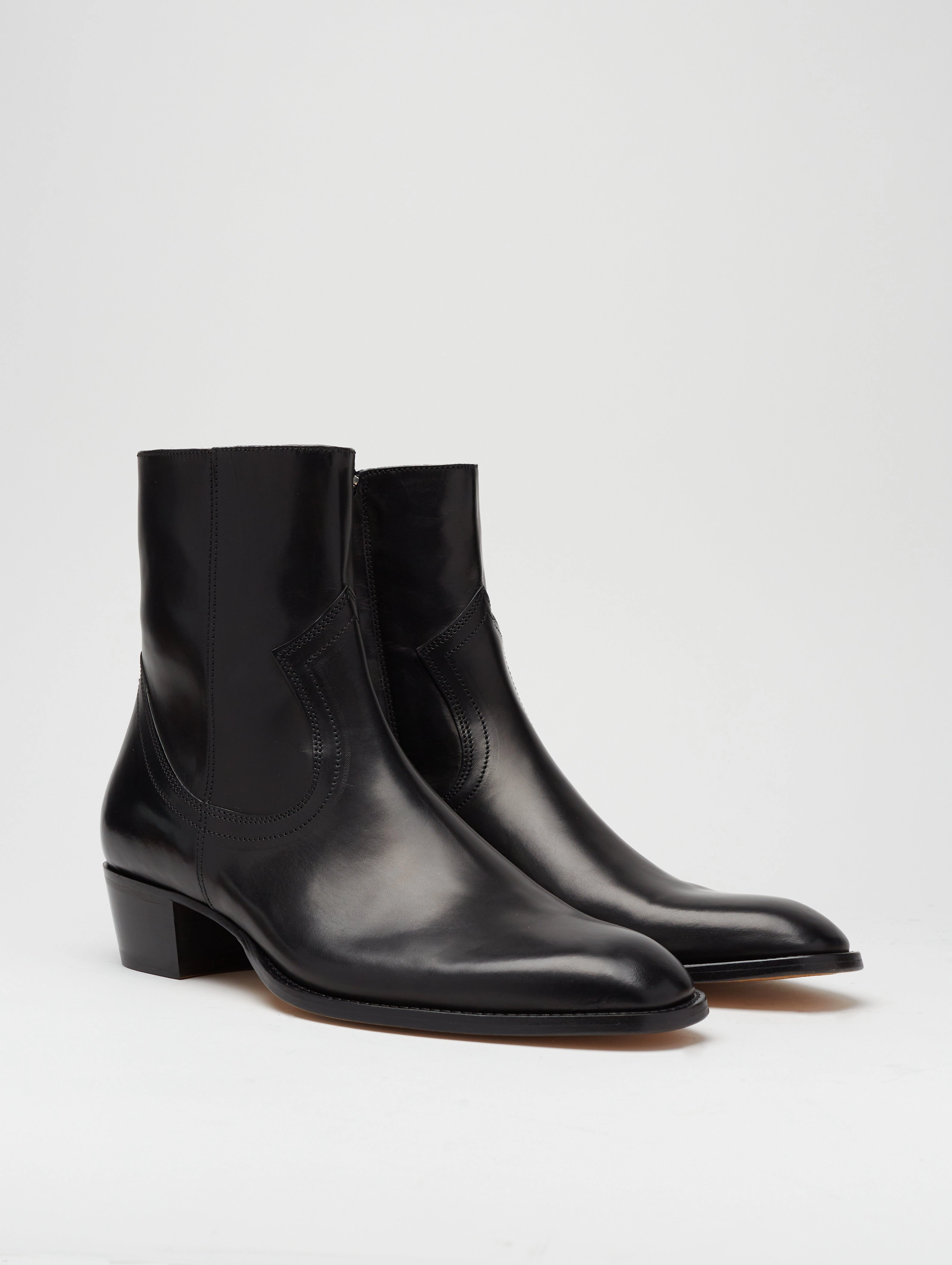 Boot Heaters For Ski Boots TEXAS PLAIN BOOT IN BLACK CALFSKIN