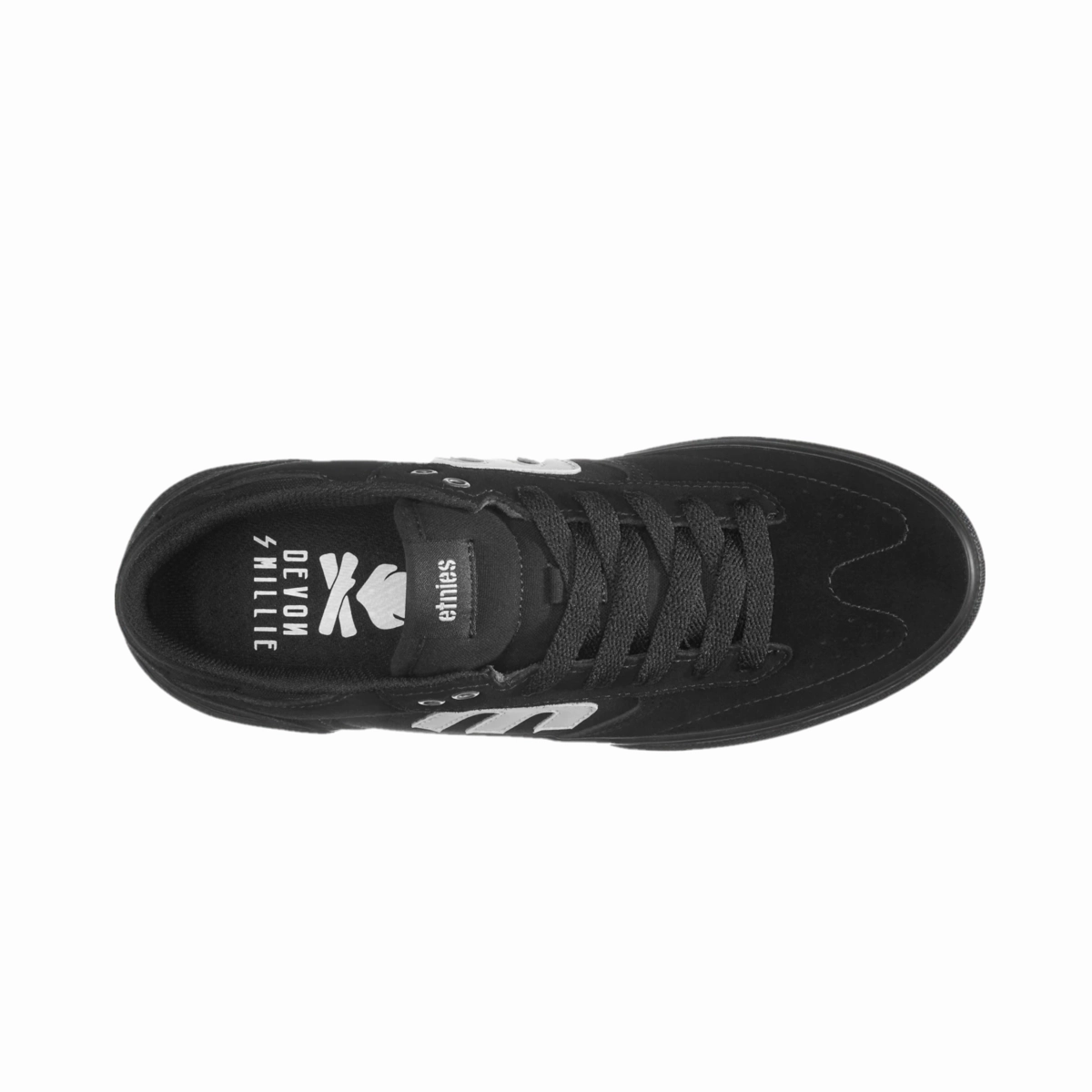Outdoor Fun Flat Surface ETNIES 4101000543 552 WINDROW VULC X DEVON SMILLIE MN'S (Medium) Black/White/White Suede & Canvas Skate Shoes