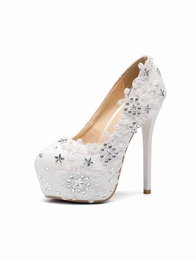 European and American water platform high-heeled women's shoes new style sparkling diamond lace flower high heels stiletto single shoes for women Totes Dress Shoe Covers