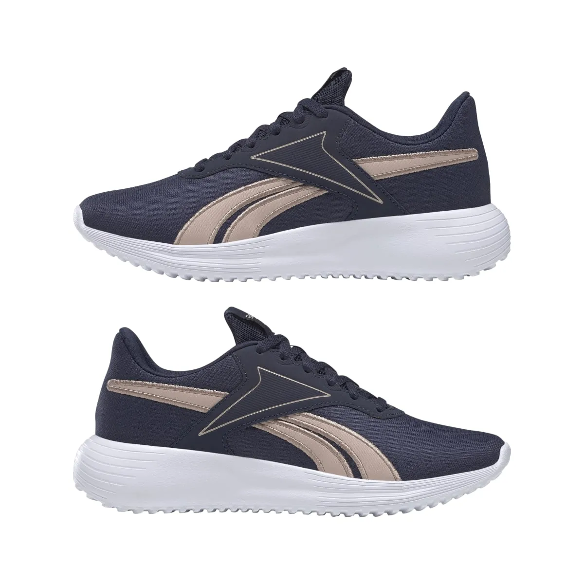 REEBOK H00891 LITE 3.0 WMN'S (Medium) Navy/Rose Gold/White Textile Running Shoes Fresh Look Street Fashion