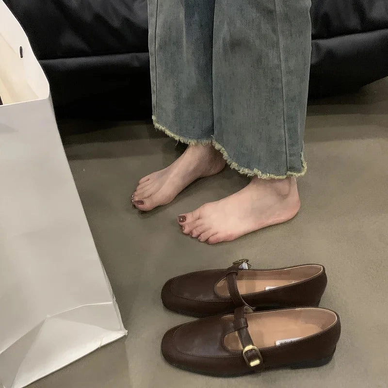 Amozae-2024 Spring Autumn Women Flat Shoes Fashion Ladies Shallow Slip On Mary Jane Shoes Female Round Toe Shoes-Platform boots Flats Orthopedic Shoes