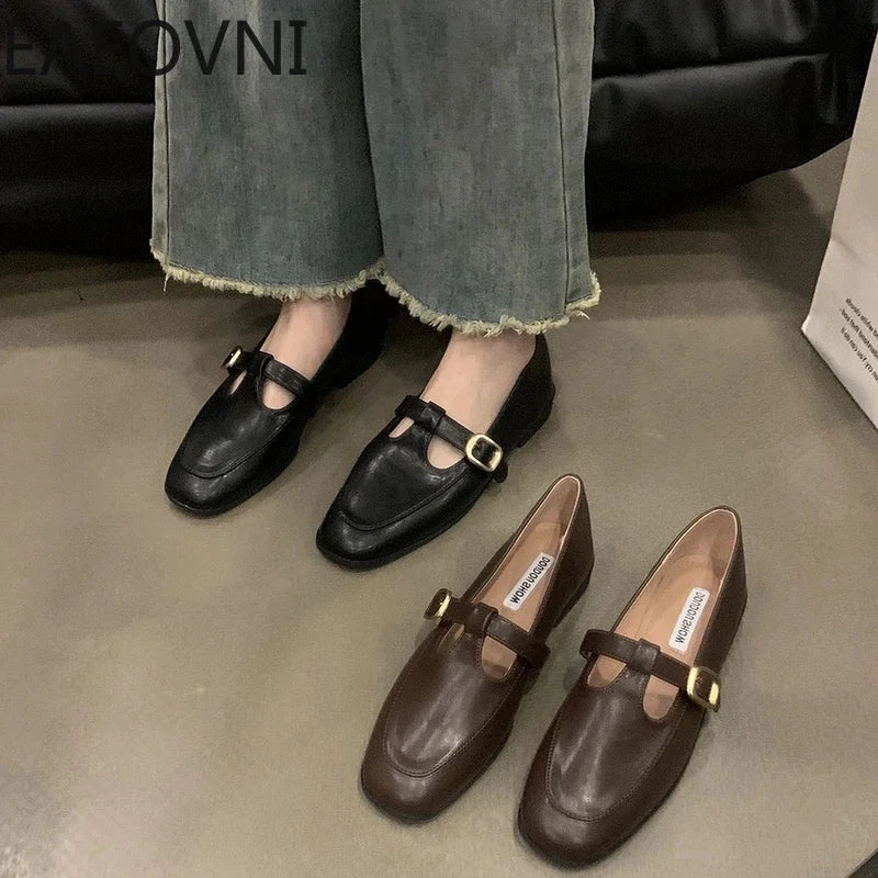 Embroidered Flat Shoes Amozae-2024 Spring Autumn Women Flat Shoes Fashion Ladies Shallow Slip On Mary Jane Shoes Female Round Toe Shoes-Platform boots