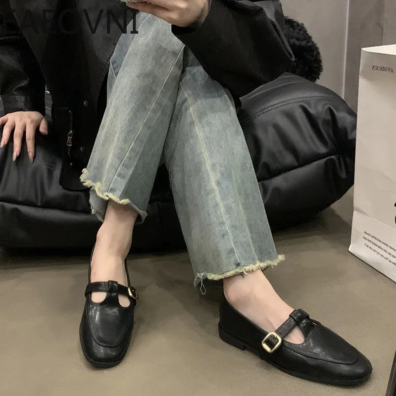 Amozae-2024 Spring Autumn Women Flat Shoes Fashion Ladies Shallow Slip On Mary Jane Shoes Female Round Toe Shoes-Platform boots Flat Shoes Kebaya