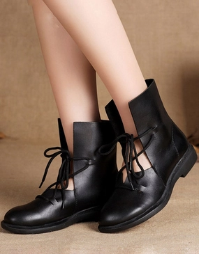 Low Price Flat Shoes New Trendy Fashion Handmade Leather Black Boots