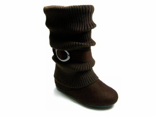 Adidas Duramo 10 Running Shoes Girls Daysi-K Brown Tall Ruched Fold Over Knit Boots