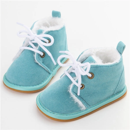 Fashion Solid Lace-Up Baby Boots Cross-tied For Autumn/Winter Baby Shoes For Warm Baby Plush Boots Shoes Adidas Stitch Shoes