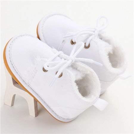 Adidas Wet Shoes Fashion Solid Lace-Up Baby Boots Cross-tied For Autumn/Winter Baby Shoes For Warm Baby Plush Boots Shoes