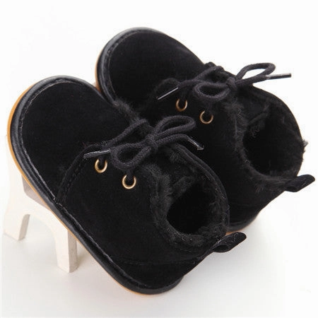 Fashion Solid Lace-Up Baby Boots Cross-tied For Autumn/Winter Baby Shoes For Warm Baby Plush Boots Shoes Adidas Shoes Kobe
