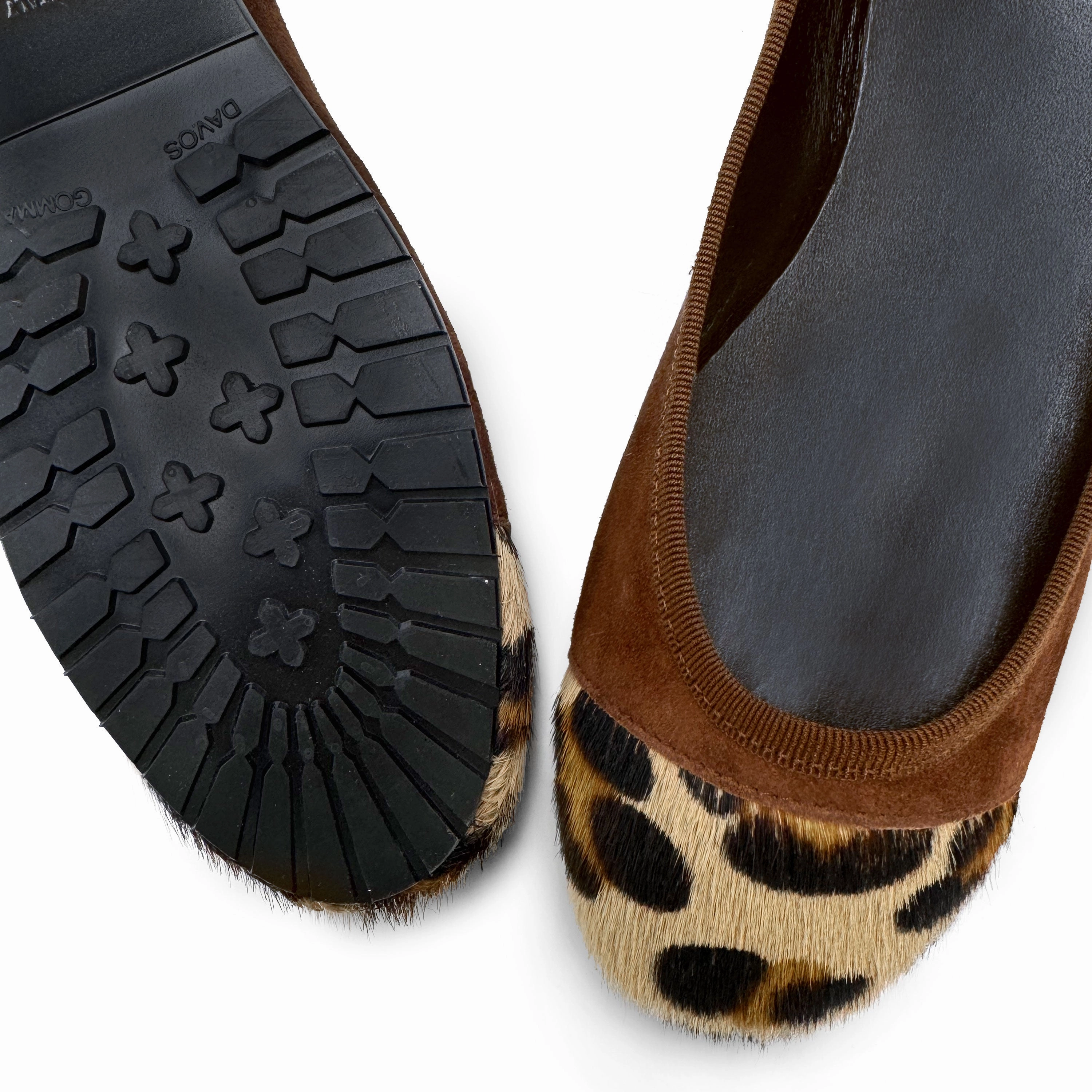 Mountain Bike Shoes For Flat Pedals Brown suede ballet flats with animal print toe