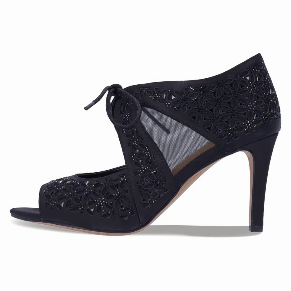 Nice Casual Dress Shoes J.Renee Kiandra Black Satin Heels (Women's)