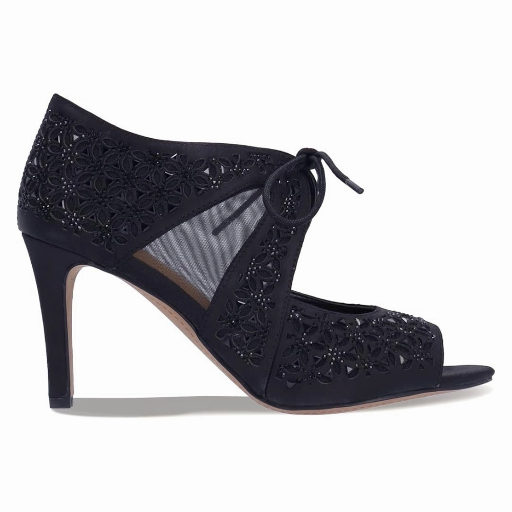 Overshoes Dress Shoes J.Renee Kiandra Black Satin Heels (Women's)