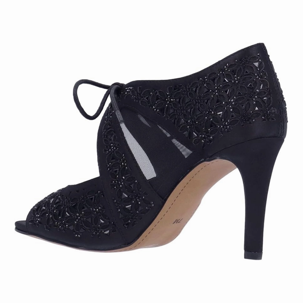 Comfy Shoes With Dresses J.Renee Kiandra Black Satin Heels (Women's)