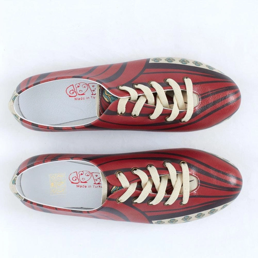 Joy Mood Red Pattern Ballerinas Shoes SLV075