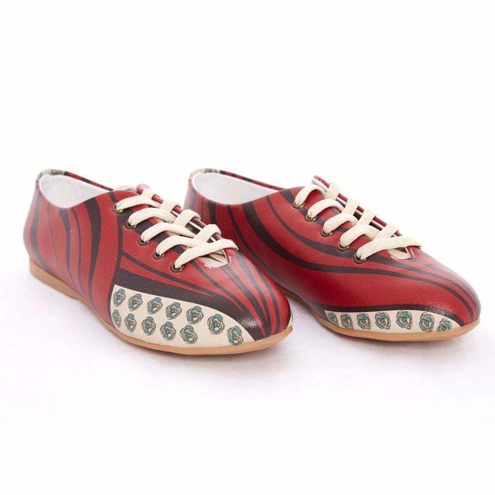 Swift Glide Secure Red Pattern Ballerinas Shoes SLV075