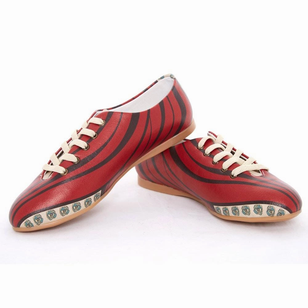 Red Pattern Ballerinas Shoes SLV075 Boho Free