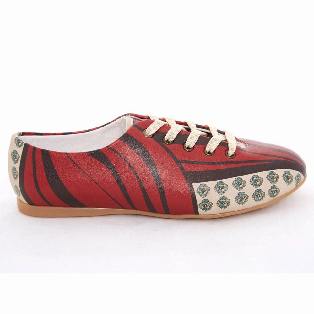 City Run Red Pattern Ballerinas Shoes SLV075